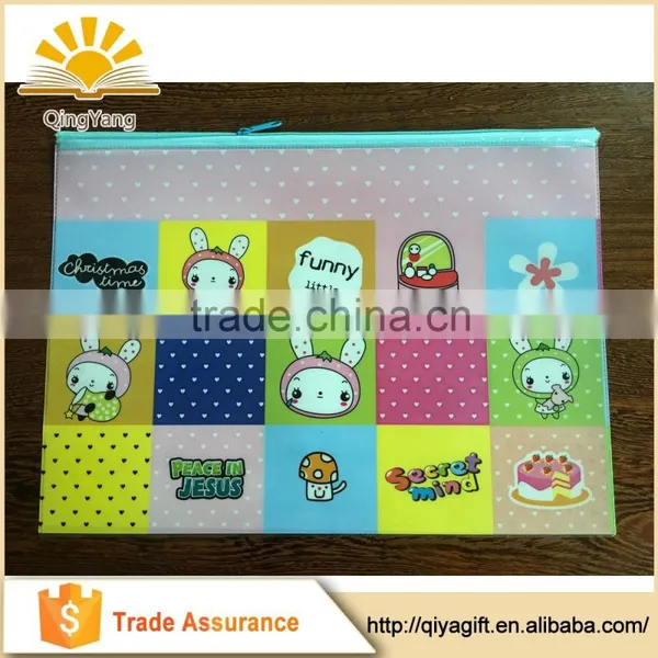 Custom Cute Zipper Closure A4 Plastic Pvc File Bag Document Folder