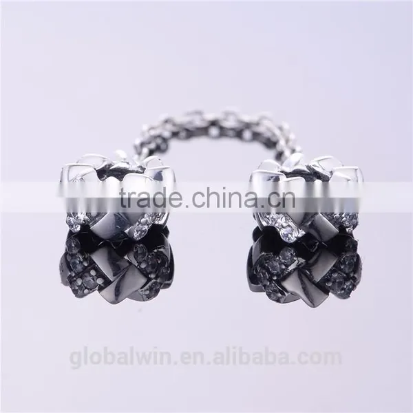 Wholesale Silver Charm Elegance Safety Chain With Crystal Stone Large Hole 925 Sterling Silver Safety Chain DIY Pendant Charm photo-6