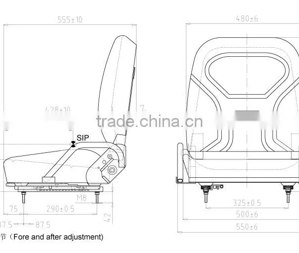 Universal High Quality and Durable Back-forth Adjustable PVC Forklift Seat YH-06 photo-3