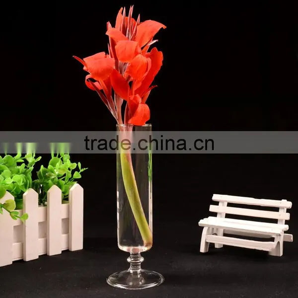 Simple Home Decor Cylinder Glass Vase With Stem for Flower Arrangement photo-2