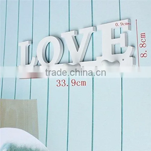 Vintage White LOVE Design Wooden Wall Hooks Clothes Robe Key Holder Hat Hanger Home Decoration photo-3
