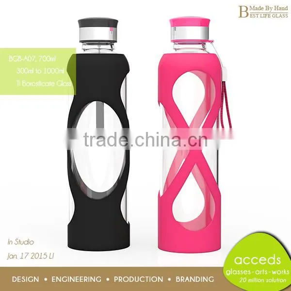Wholesale OEM/ODM Borosilicate BPA Free Glass Bottle Silicone Sleeve photo-4