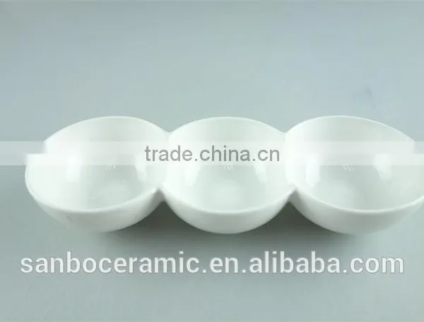 3 Divided Round Ceramic Porcelain Soap Dish Manufactures of Dishes to Restaurant photo-2