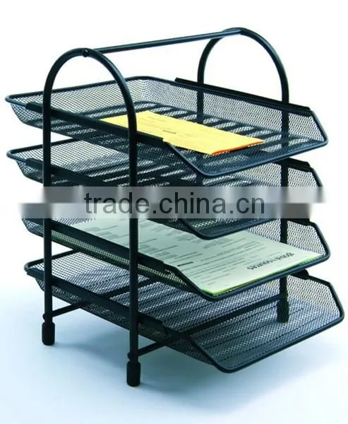 4 Tiers Smoked Pull Metal Mesh Desktop File Organizers,Paper Tray photo-2