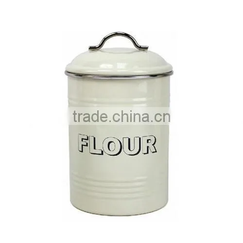 Hot Sale Colorful Round Metal Bread Flour Cookies Storage Bin Kitchen Flour Canister photo-2