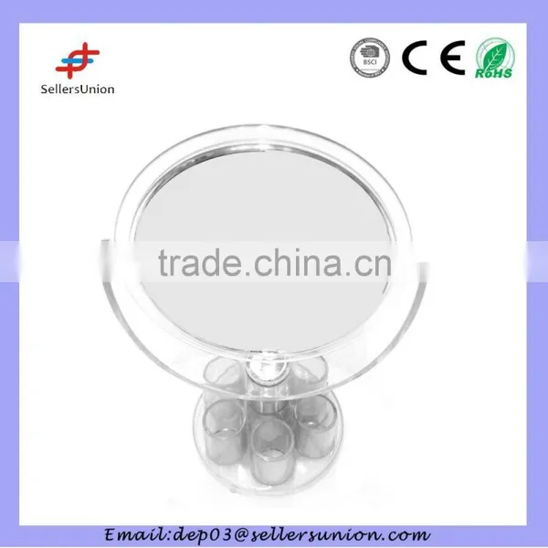 Round Mirror With Pen Holder
