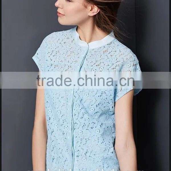 2016 Best Selling High Quality Ladies Lady Lace Tops Latest Design photo-3