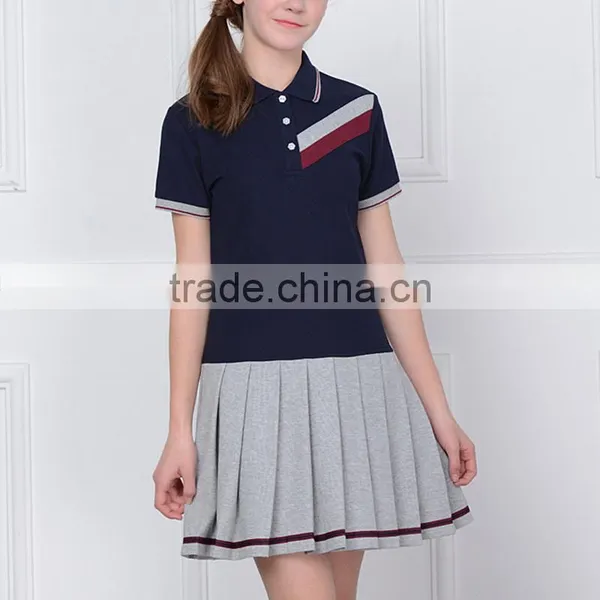 2017 New Summer Dress Pleated Skirt School Girls Stitching Wind Movement Custom Student Uniform photo-3