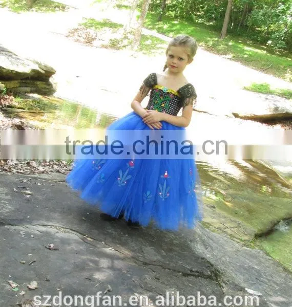 Princess Girls Blue Lace Tutu Dress Kids Long Frocks Design Dress photo-3
