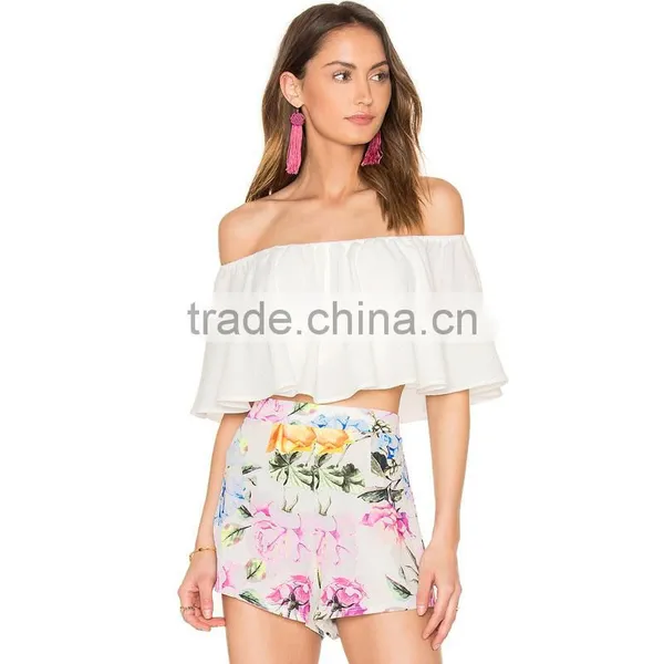 Custom Print Shorts and off the Shoulder Blouse Factory Connection Clothing photo-4