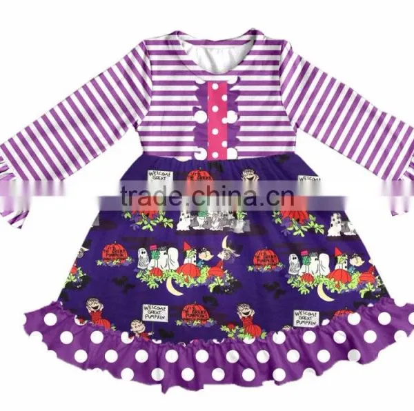 Ruffle Lace Fall Boutique Outifit Princess Print Unicorn Pattern Cattoon Print Swing Dress Girls Casual Dress photo-2