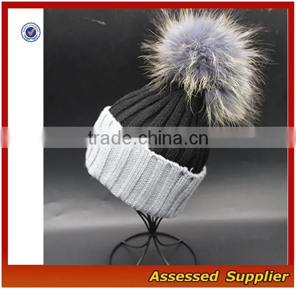 Custom Fashion Real Raccoon Fur Pom Pom Hat Beanie Cap for Wholesale Free Samples-T69-ZT photo-3