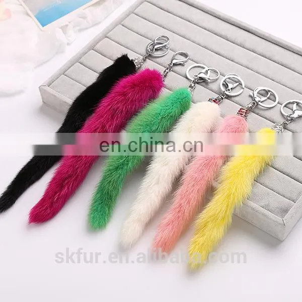 Multicolor and Smooth Real Mink Fur Fairy Tail Keychain photo-3