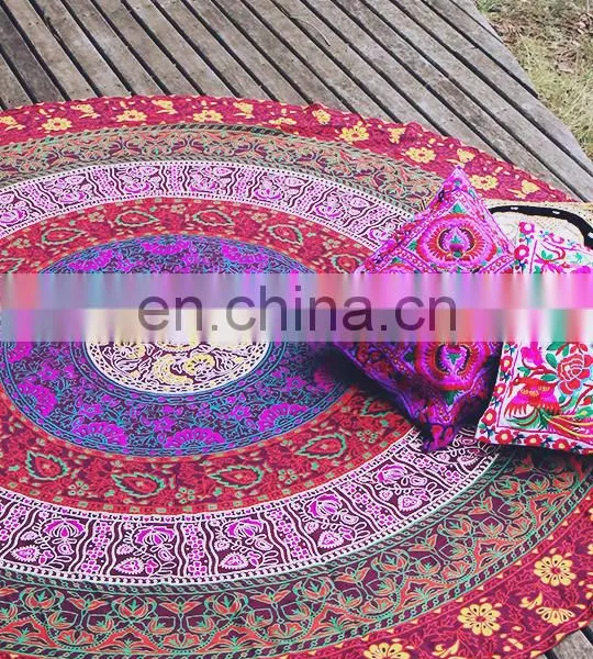 72" Indian Roundie Six Color Yoga Mat Mandala Hippie Tapestry Beach Throw Towel Yoga Bohemian Art photo-2