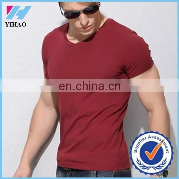 Yihao Short Sleeve Long Stapled Cotton t Shirt Men 2015,Famous Brand Design Summer Mens t Shirts Fashion 2015, Brand t Shirt