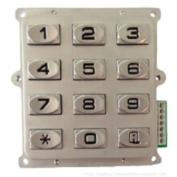 12 Button Customized Zinc Alloy Waterproof Metal Keypad for Access Control photo-2