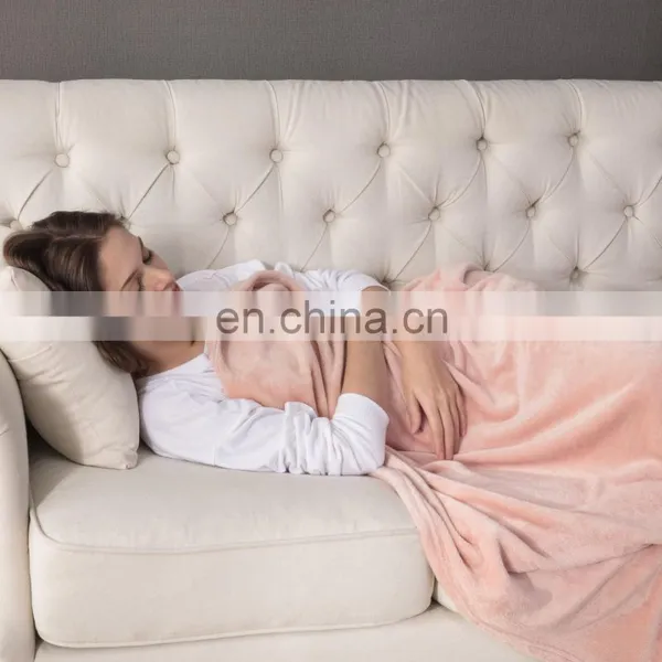 Drop Shipping 7 Days Convenient Delivery Plain Pink Travel Airplane Sofa Fleece Blanket With Samples photo-7
