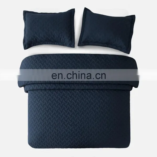 Elegant Winter Custom Lightweight Made Solid Dyed Plain Full Oversized King Size Quilted Bedspread Set For Home photo-2