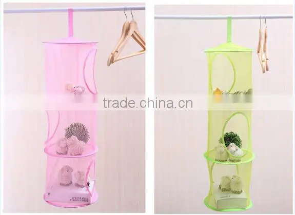 Hanging Mesh Space Saver Bags Organizer 3 Compartments Toy Storage Basket for Kids Room Organization Mesh Hanging Bag photo-5