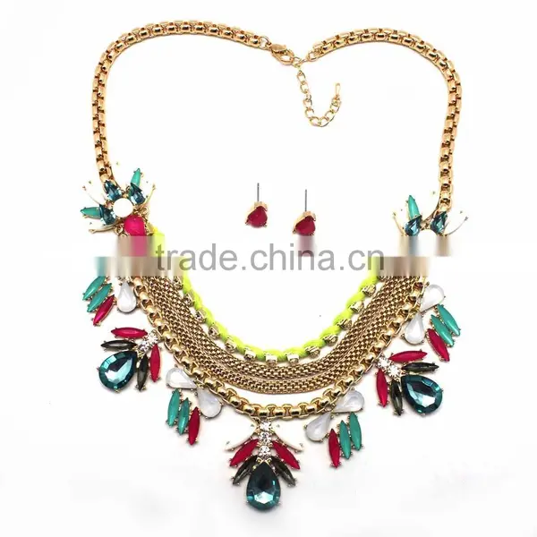 2015 Latest Fashion Cheap Alloy Jewelry Set Colorful African Acrylic Beads Jewelry Set photo-2