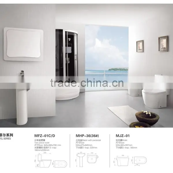 Close Coupled Suites Two Piece Toilet and Pedestal Wash Basin photo-6