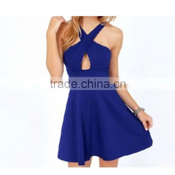Halter Neck Cross Over Detail Fashion Dress Sexy Bodycon Dress Lady Party Dress photo-4