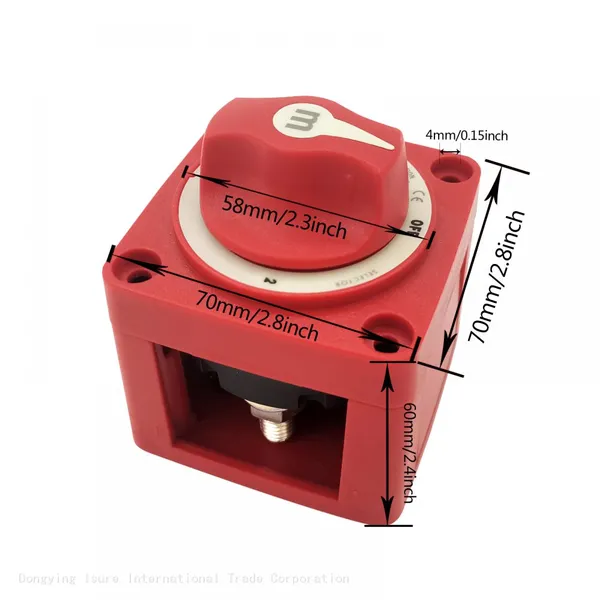 ISURE MARINE 32V Boat Single Circuit Selector Isolator Disconnect Rotary Switch Boat Battery Switch Circuit OFF-1-2 Red photo-2
