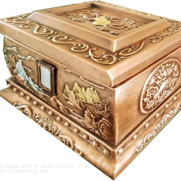 Ufacturer Supplies Pure Copper Urn (golden Caskets) Hand-carved. photo-4