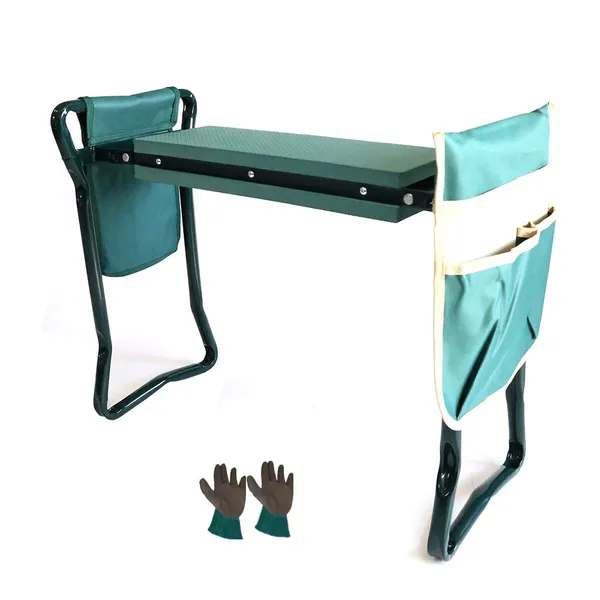 Lightweight Foldable Steel Frame EVA Foam Cushion Portable 2 in 1 Kneeling Bench Seat With Storage Pocket Garden Kneeling Pad photo-5