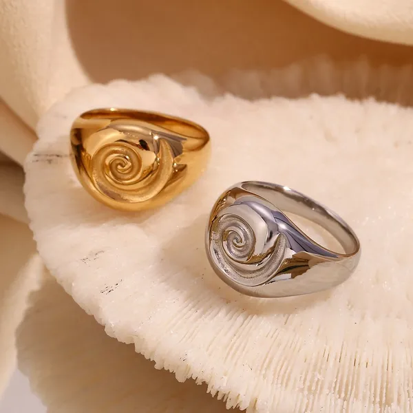 Stainless Steel Jewelry Ring 4mm Band Domed Shape 18K Gold Plated Hypoallergenic Wholesale photo-5