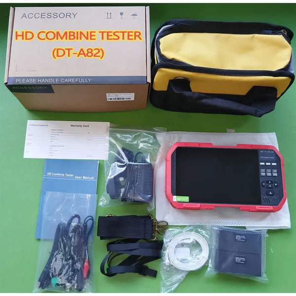 A82 CCTV Tester 7” TFT Monitor 4K IP AHD CVI TVI CVBS Camera Tester WiFi Spectrum Test Dual Li‑ion Battery for Security Installation & Maintenance