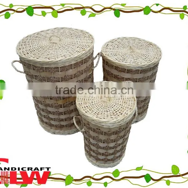 Water Hyacinth Laundty Hamper Wood Laundry Basket Hamper for Household