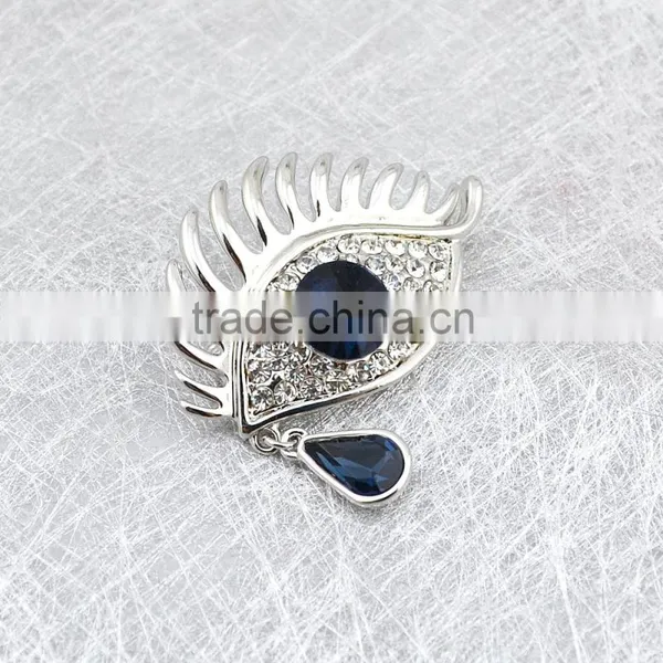 Stylish Decorative Plating Silver Crystal Rhinestone Eyes Design Brooch for Ladies photo-2