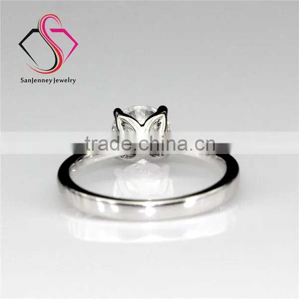 Round Brilliant Cut Moissanite Solitaire 4 Prong 1 Carat 6.5mm Center 14k White Yellow Gold Diamond Engagement Ring photo-2