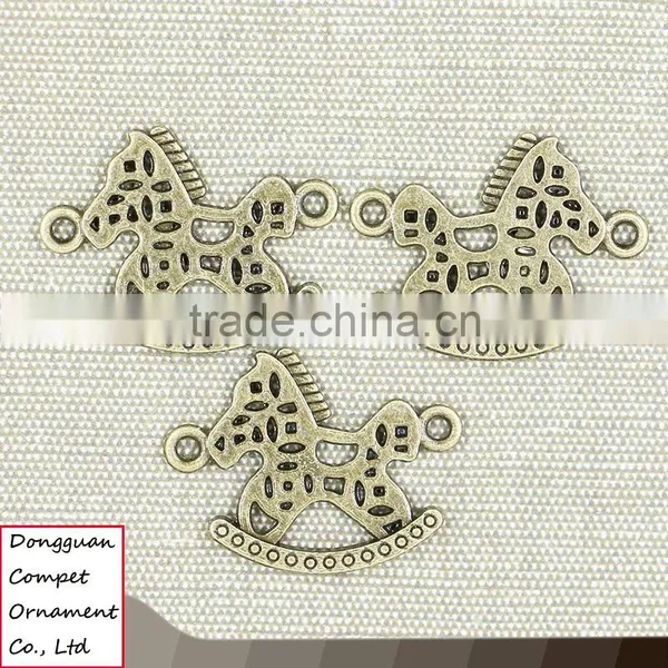 Wholesale Diy Jewelry Double Crane Hollow Out Rocking Horse Pendant photo-2