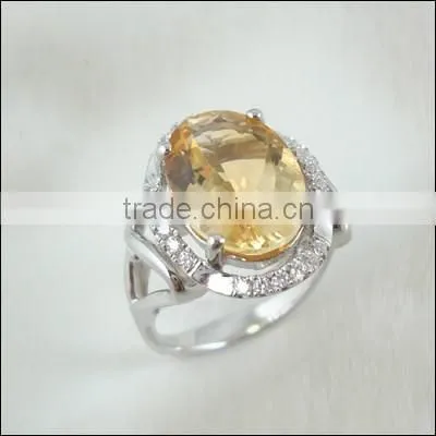 5.5CT Genuine Citrine Ring Women Wedding Ringschain925 Sterling Silver Jewelry Wholesale