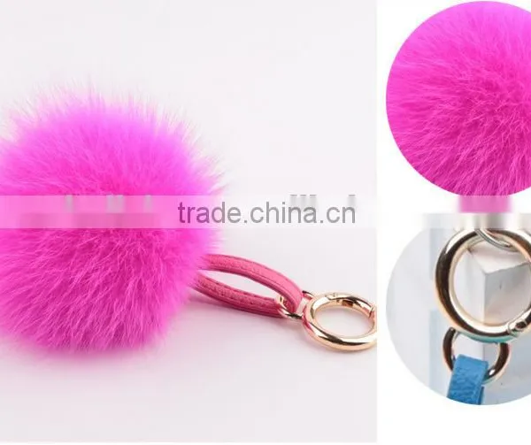 Multi Colors Women Girls Keychain Bag Phone Carkey Ornaments Fox Fur Pom Pom Keyring Quality Choice photo-4