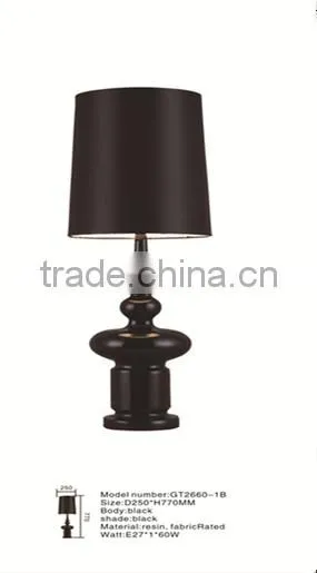 Unique Design Resin Made Black Color Table Lamp With E27 Lamp Holder