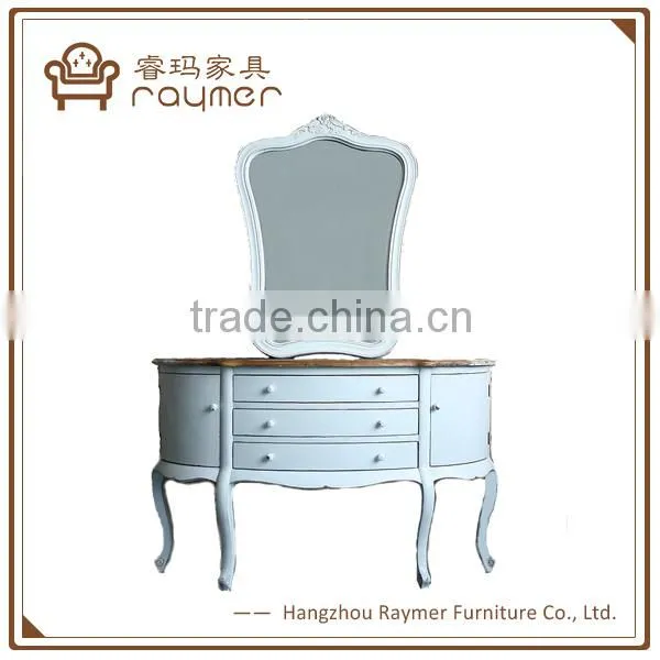 White Wooden French Morden Dressing Table With Mirror