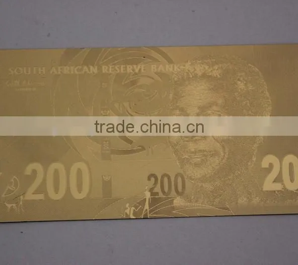 24k Gold Foil Banknote South African Dollar