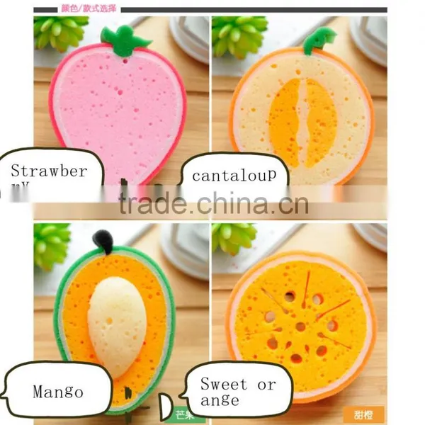 J195 4types Fruit Sponge Cleaning Cloth Sponge Scouring Pad photo-5