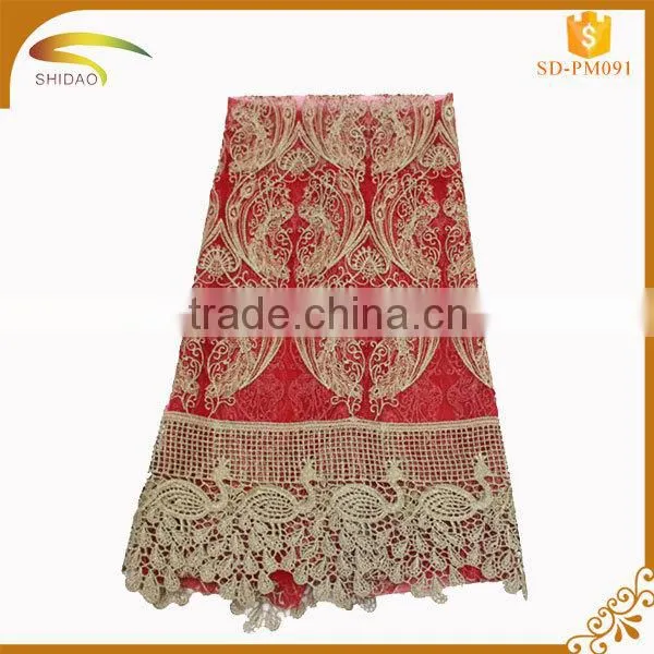 Chantilly Red Colour New Fashion Embroidery Designs Lace Fabric Wholesale Dresses and Clothes Fabric photo-2
