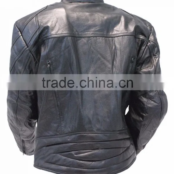 V on Right Zip Style Motorcycle Men Leather Custom Man Jackets photo-3
