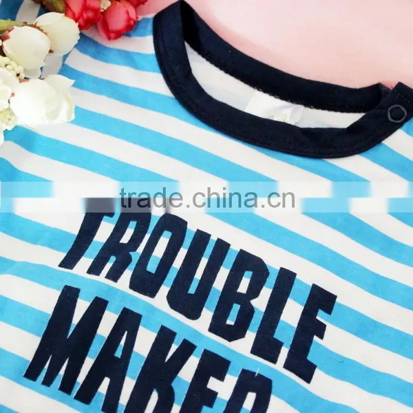Baby Boys Clothes Factory Baby Summer Striped Bodysuit With Chest Prints Letter photo-2