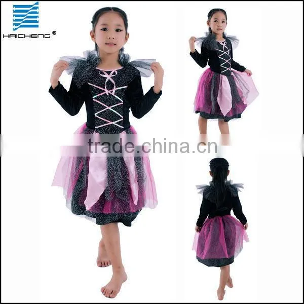Halloween Witch Costume Black Dot Dress for Girls