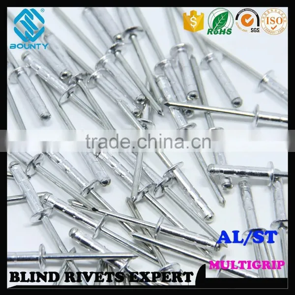 HIGH QUALITY FACTORY DOME HEAD ALU/ST MULTI-GRIP BLIND RIVETS photo-2