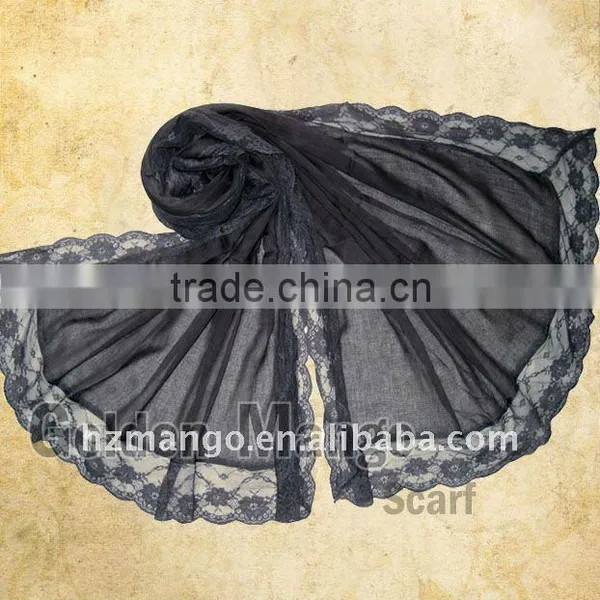 Elegant Style Plain Solid Pure Cotton Voile Scarf