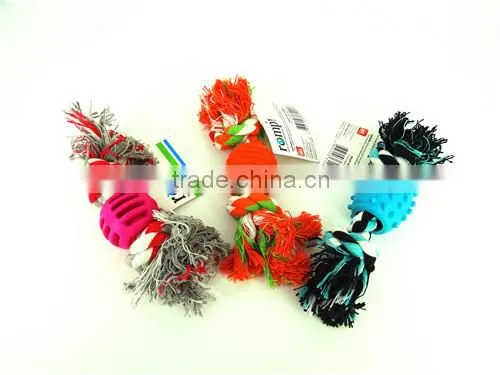 Hot Sale Dog Product Dog Cotton Pet Toy Dog Chewing Toy Colored Cotton Rope With TPR photo-2