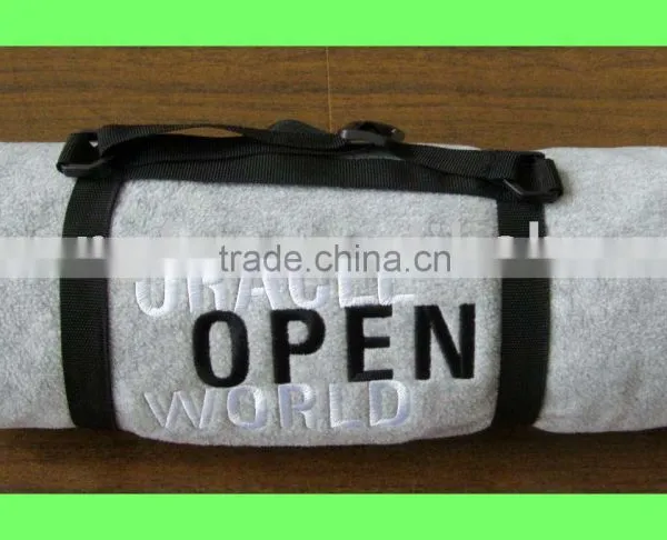 Plain Polar Fleece+Waterproof Travel/Picnic/Camping/Outer Blanket With Nylon Handle
