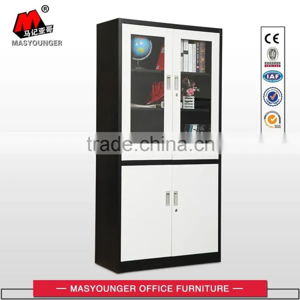 High Quality Office Furniture up Glass Door and Down Steel Door Filing Cabinet photo-6